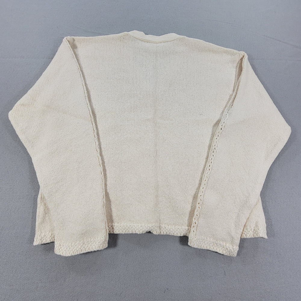 Liz Wear Vintage Cardigan Sweater Cable Knit Button Front Cream Women's Large - Picture 9 of 10